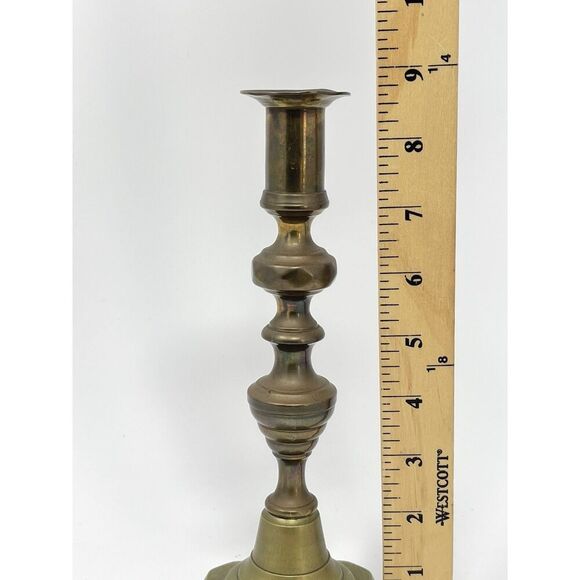 Vintage Queen Anne Brass Candlestick Taper Candle Holder 8.75” Square Base - Picture 2 of 6